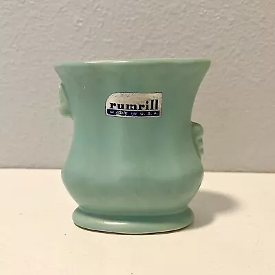 Vintage Rumrill Pottery Turquoise Vase Original Sticker Art Deco Collectable • $29.99