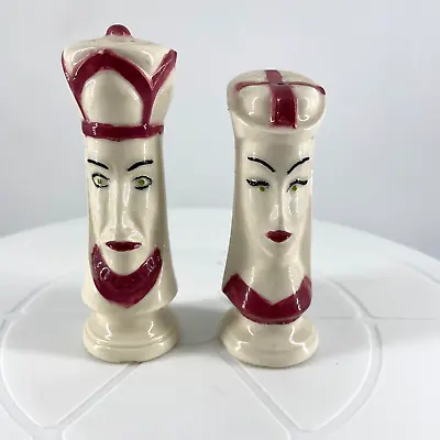 Vintage Chess Pieces King And Queen Salt And Pepper Shakers HTF Hand Painted • $24.99