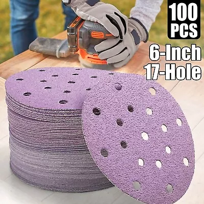 6'' In Sanding Disc  40 - 800 Assorted Grits Sandpaper Hook & Loop Sand Paper US • $24.98