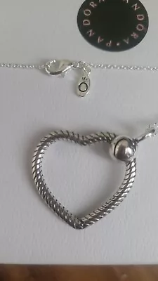 Pandora Silver Heart   O Pendant Necklace 60cm Chain.s925 ALE  • £44.99