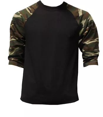 3/4 Sleeve Plain Baseball Raglan T-Shirt Tee Mens Sports Team Jersey • $8.29