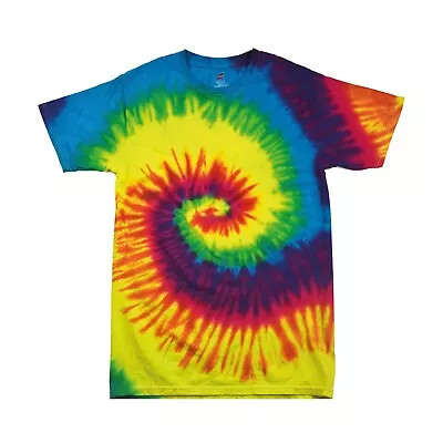 Colortone Kids/Childrens Unisex Rainbow Tie-Dye Heavyweight T-Shirt RW2626 • £13.23