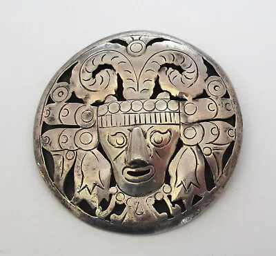 Vintage Sterling Silver Maya Design Brooch 925 Mexico • $6.72