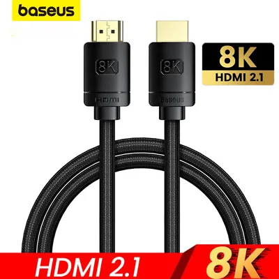 Baseus 8K Premium HDMI To HDMI 2.1 Ultra HD Cable 48Gbps High Speed Braided Cord • $8.99