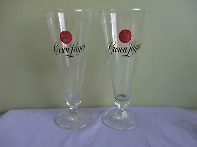 Crown Lager Glasses 2 Capacity 250ml Height17.5cm Logo • $10