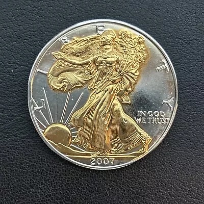 2007 American Silver Eagle 1oz .999 Fine SILVER Coin 24k Gilded BLACK RUTHENIUM • $39.99