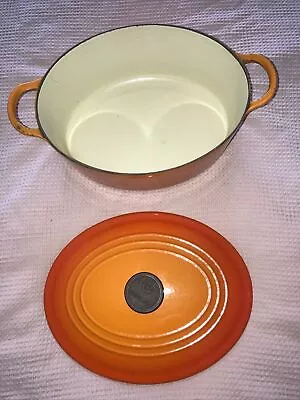 Le Creuset Casserole Dish Cast Iron Orange C Large Made In France Oval 26x25cm • £59.99