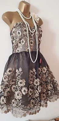 Chichi London Flapper Gatsby Charlston Vintage Style Embroidered Dress Sz 10 • £69.99