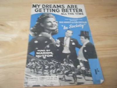 Vintage Song Sheet Music My Dreams Are Getting Better Marion Hutton 1 944 • $3.11