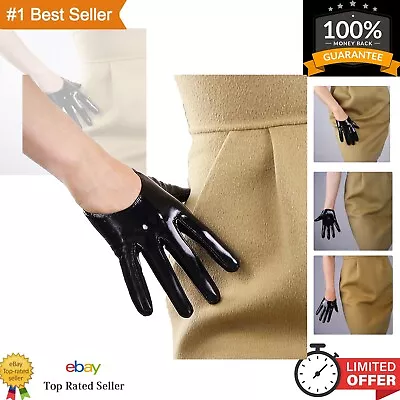 Super Long Black Leather Gloves For Women - Faux Patent PU Glossy Opera Pair • $24.99