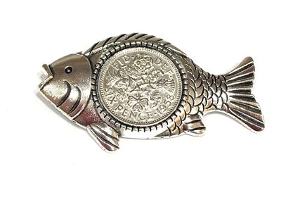 Lucky Sixpence Birthday / Anniversary Coin Brooch 1953 - 1967 • £7.99