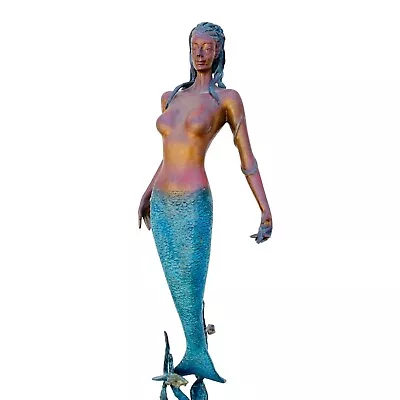 Tall Vintage Bronze Mermaid With Marble Base 1930 28  Inch Figure CE0827 • $2500