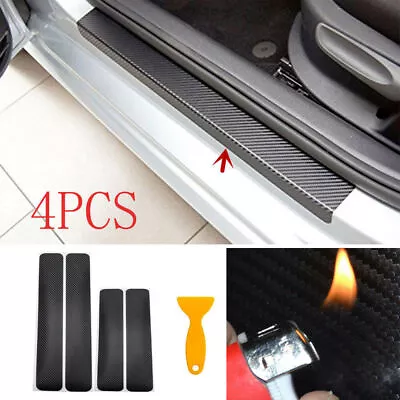 $6.81 • Buy 4x Carbon Fiber Auto Car Door Plate Sill Scuff Anti-Scratch Sticker Accessories