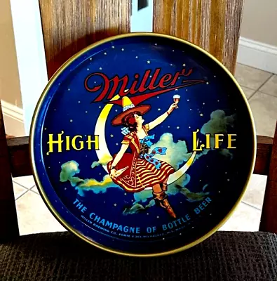 Excellent Condition Miller High Life Beer Girl On Moon 12  Tray Milwaukee Wi • $65