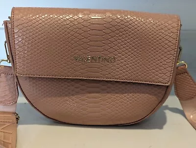 Mario Valentino Cross Body Bag  Pink Croc Effect Leather In Good Condition READ! • £29.99