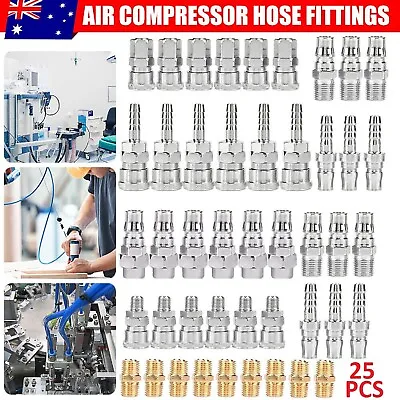 Air Hose Fittings Nitto Type Male Female Barb Coupler Compressor Kit Tools • $25.99