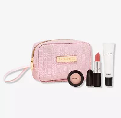 MAC Full Size Set Pink Bag Naked Lunch Eyeshadow Velvet Teddy & Clear Lipglass • $36