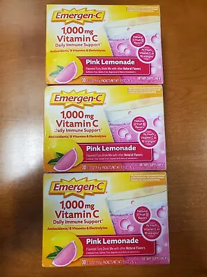 3 Boxes Of 30: Emergen-C 1000mg Vitamin C Powder Pink Lemonade Exp. 2/25 1C • $29.99