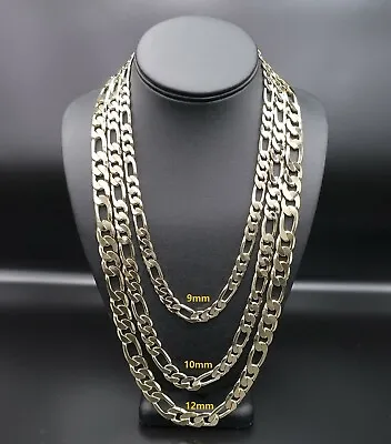 14k Italian Figaro Link Chain 8mm 9mm 10mm Necklace Bracelet Gold Plated • $15.99