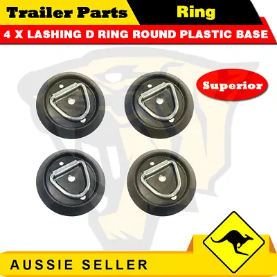 $18 • Buy 4 X Lashing D Ring Round Plastic Base Tie Down Points Rings Anchor Ute Trailer