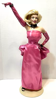 VTG 1996 Franklin Mint Marilyn Monroe Porcelain Doll Pink Dress With Stand 19  • £66.19