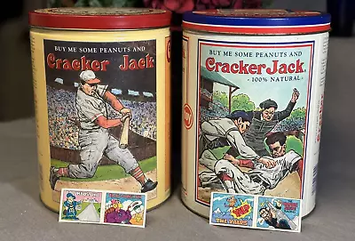 CRACKER JACK SET Of 2 Collector TINS Limited Edition Baseball VINTAGE W/2 PRIZES • $21