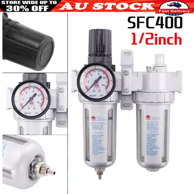 SFC400 1/2'' Air Line Filter Separator Water Oil Trap Regulator Compressor Gauge • $44.99
