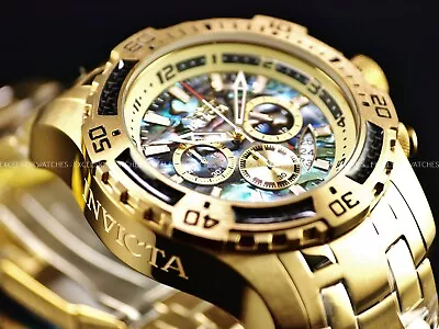 Invicta Men's 51mm Pro Diver SCUBA Chronograph ABALONE Dial Gold Tone SS Watch • $99.99