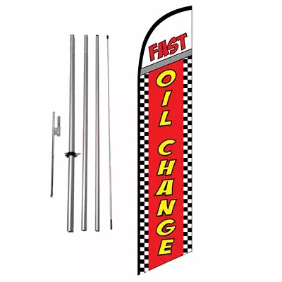 Fast Oil Change 15ft Feather Banner Swooper Flag Kit With Pole & Spike • $59.99