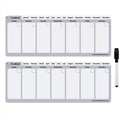 Weekly Dry Erase Magnetic Calendar 2 Per Pack - 4.25 X 11 Inches (Grey) • $9.96