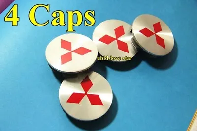 4x Silver Red Wheel Rim Center Caps Mitsubishi 60mm Lancer Evo Eclipse Outlander • $15.99