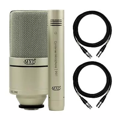 MXL990 991 Microphone Recording Pack W/ 2 Mogami 15-foot XLR Cables Bundle • $149.95