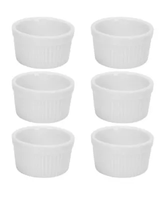 White Ceramic Ramekin For SauceCeramic Souffle Dishes Ramekins Oven Proof 6pc • £10.80