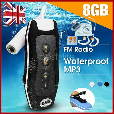 IPX8 Waterproof Underwater MP3 Player Music For Sports Swimming With Headset UK • £24.75