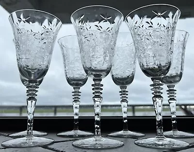 Vintage Rock Sharpe Crystal Water Goblets 1930's Set Of 4 Glasses Lot Fernwood • $179