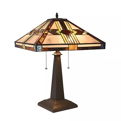 RADIANCE Goods Tiffany-style Mission Blackish Bronze 2 Light Table Lamp 16  Shad • $147.86