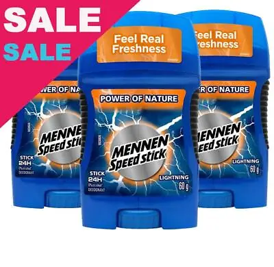 Lightning Mennen Speed Stick Deodorant Stick Aluminum Free 3 X 50g • $26.39