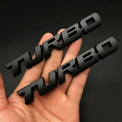 2X Black 3D TURBO Letter Sticker Metal Emblem Badge Auto Car Styling Decal Logo • £6.52