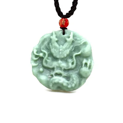 Jade Dragon Pendant Accessories Gift Jewelry Natural Green Necklaces Necklace • £0.99