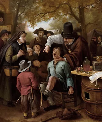 The Tooth Puller Dentist 1651 Dutch Painting By Jean Steen Repro • $74