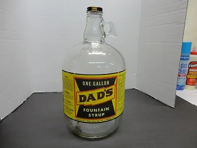 Dad's Soda Fountain Syrup Root Beer Paper Label Gallon Jug Clear Glass Chicago • $26.99