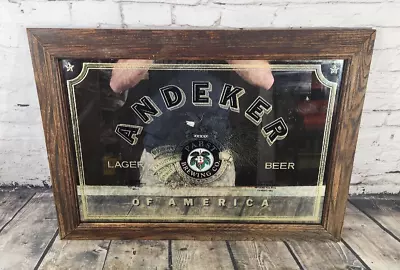 Pabst Brewing Co. Andeker Beer Sign Mirror Wood Frame 22  X 16  • $29.99