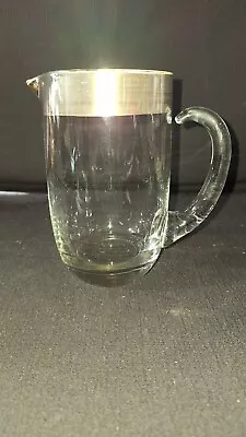 VTG MCM DOROTHY THORPE SILVER BAND COCKTAIL MARTINI 5.5” PITCHER 16 Oz BARWARE • $46.95