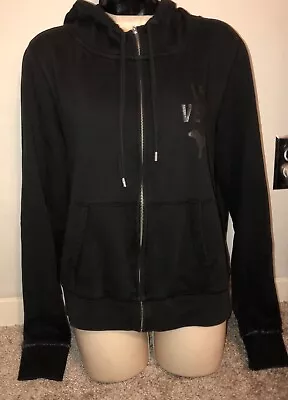 Black Full Zip Sequin Bling “Las Vegas” Hoodie Victorias Secret PINK Large  • $3