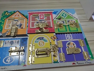 Melissa & Doug Latches Board With Doors Wooden With Metal Hardware Learning Toy • $4.89