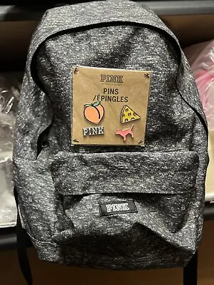 Victoria's Secret Pink Mini Backpack With Metal Pins Grey Bag • $20