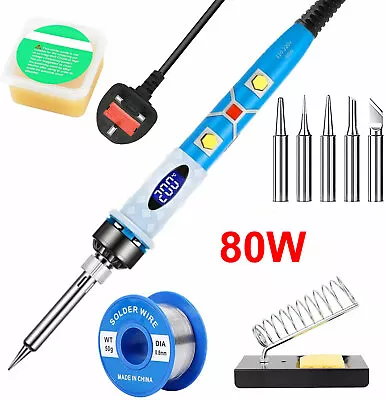 £12.99 • Buy 80W Soldering Iron Kit Digital LCD Solder Gun Temp ON-OFF Switch Tip Wire Stand