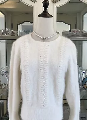 Vintage Japanese Angora Hair Beaded Sweater • $27