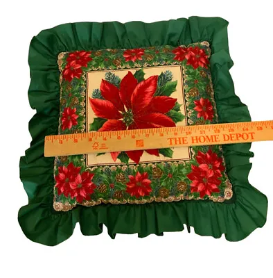 $10.80 • Buy Vintage Poinsettia Flower Christmas Throw Accent Pillows 13”x13”