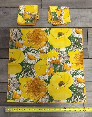 VTG Vera Neumann Napkin Set Of 3 Yellow Floral 16 X 16” • $35.99